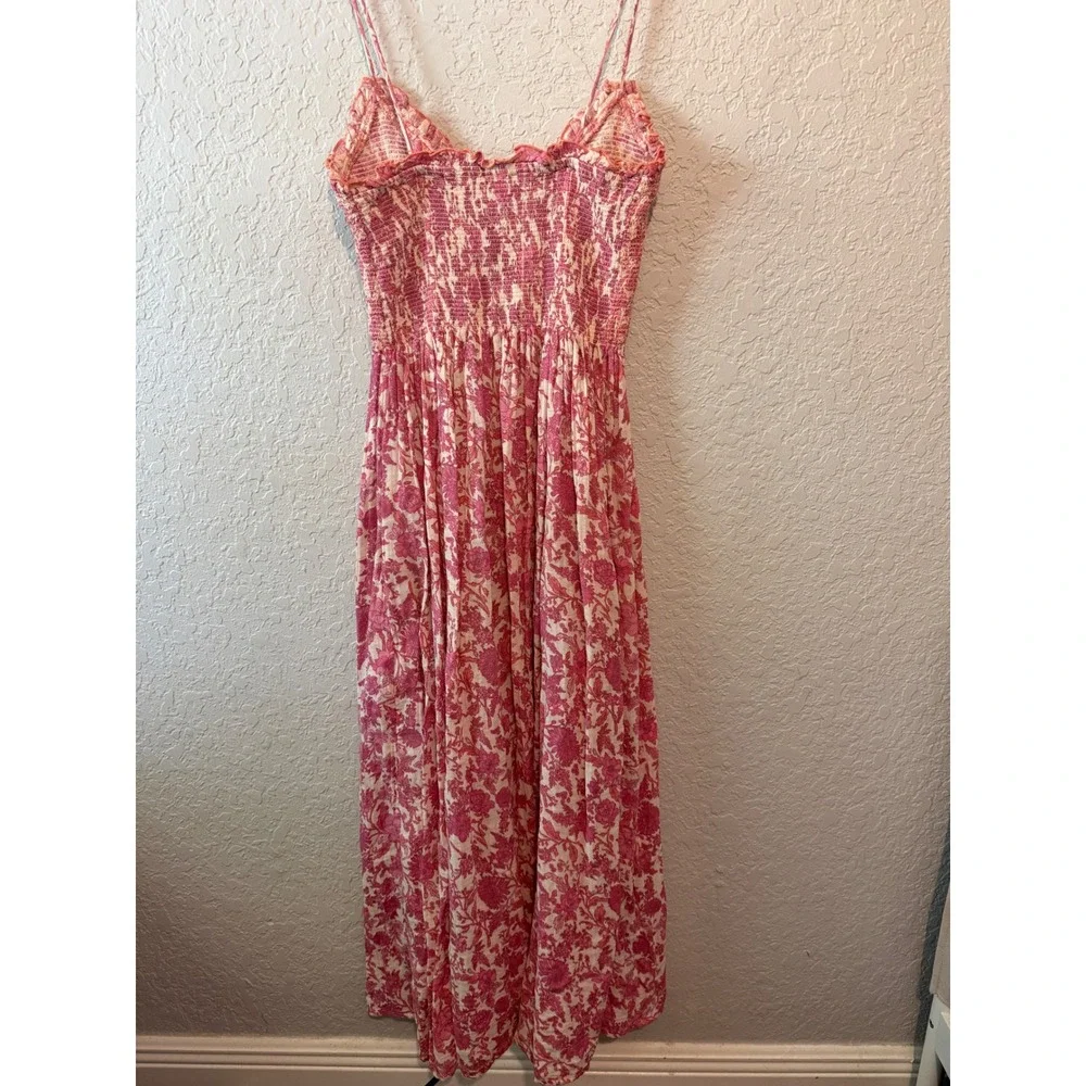Free People Sweet Nothings Midi Dress Size M Boho Cottagecore Pink OB1893249